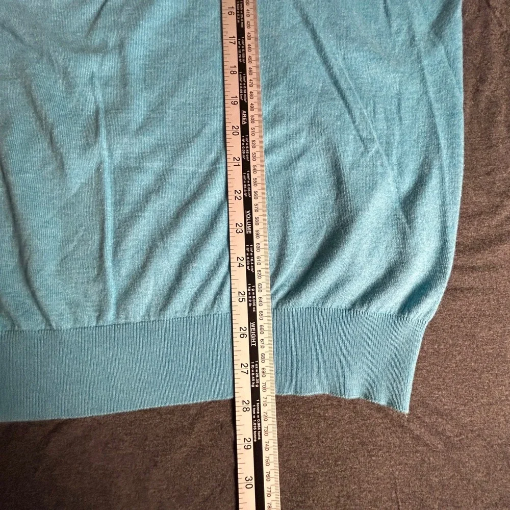 Peter Millar Crown Soft Turquoise Blue Cotton Silk Crew Neck‎ Sweater Mens XL